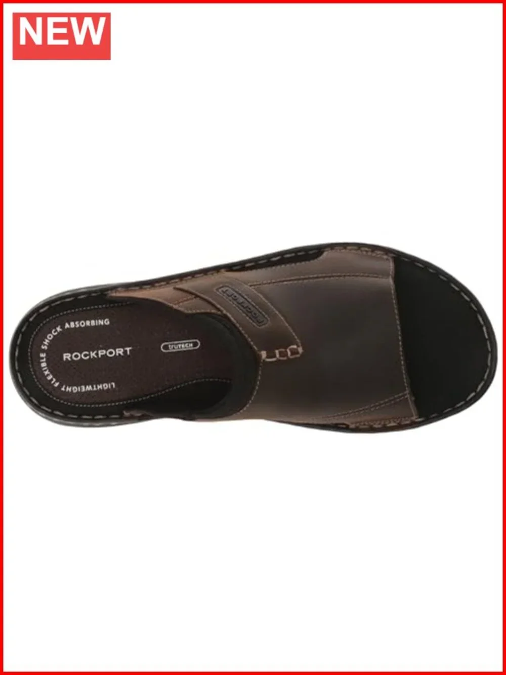 Men's Genuine Leather Slide Sandals with Fatiguing-Fighting Footbed for Casual